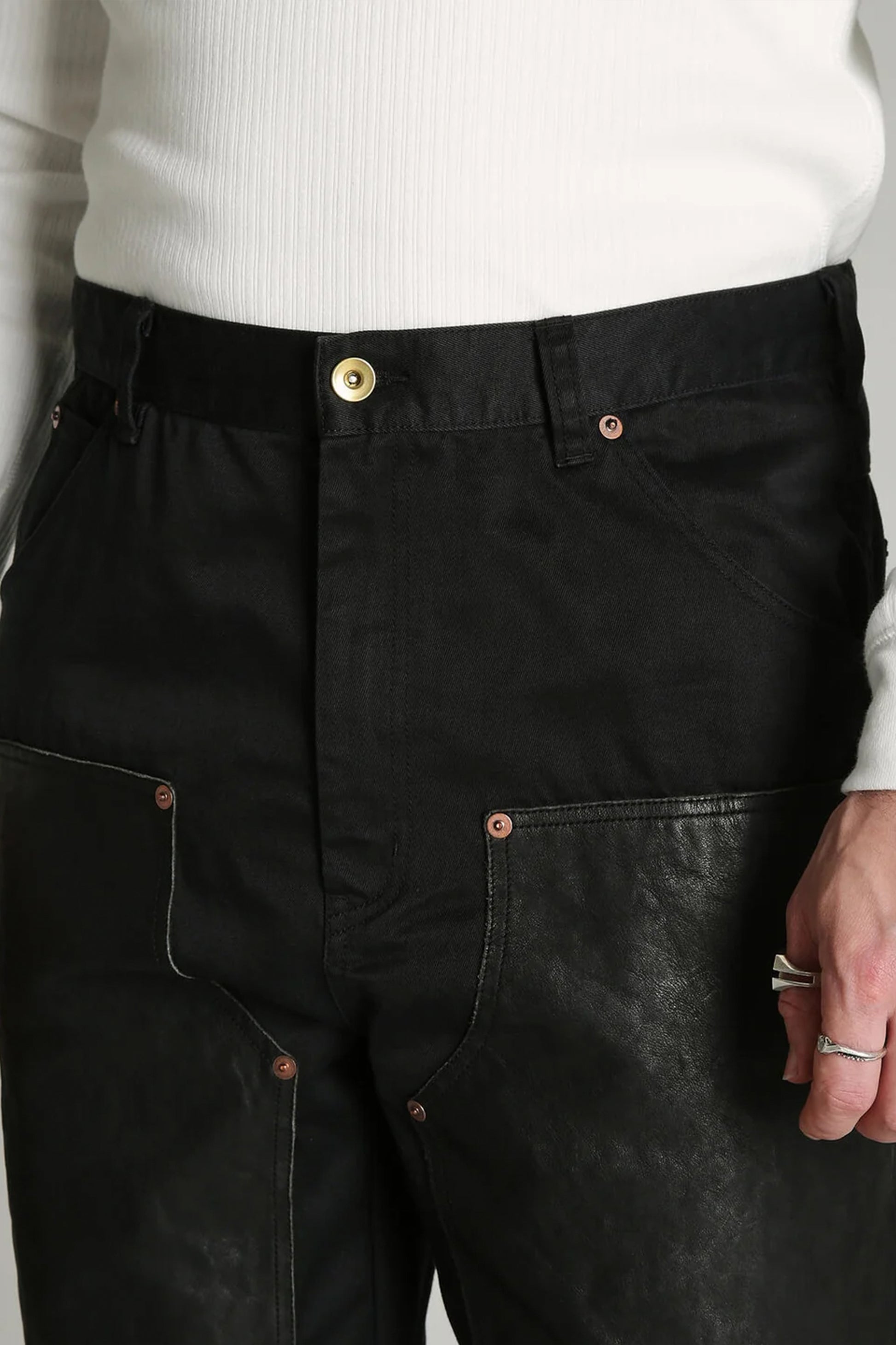 LEATHER COMB. DOUBLE KNEE PANTS