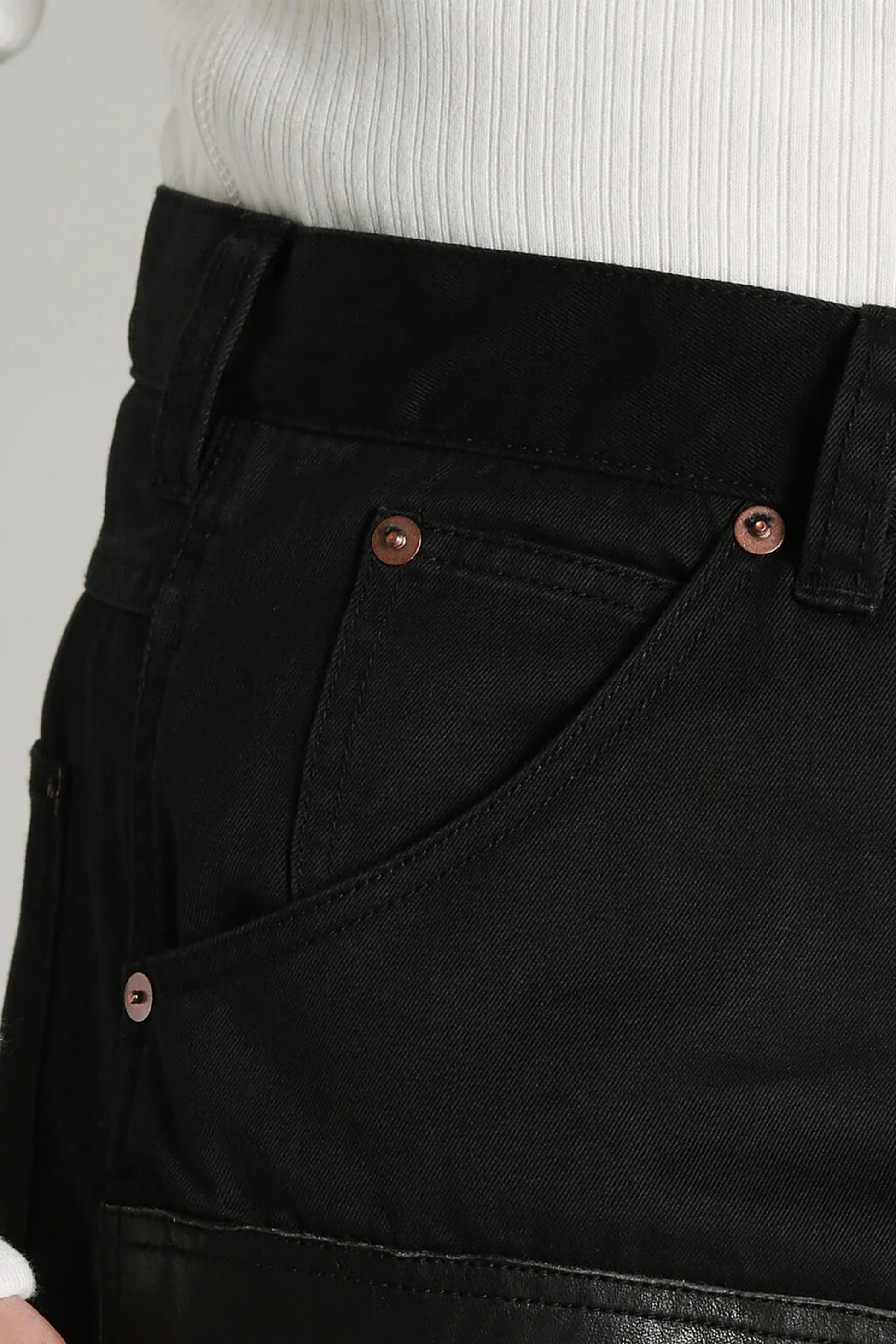 LEATHER COMB. DOUBLE KNEE PANTS
