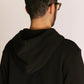 LEATHER ELBOW PATCH ZIP HOODED SWEAT