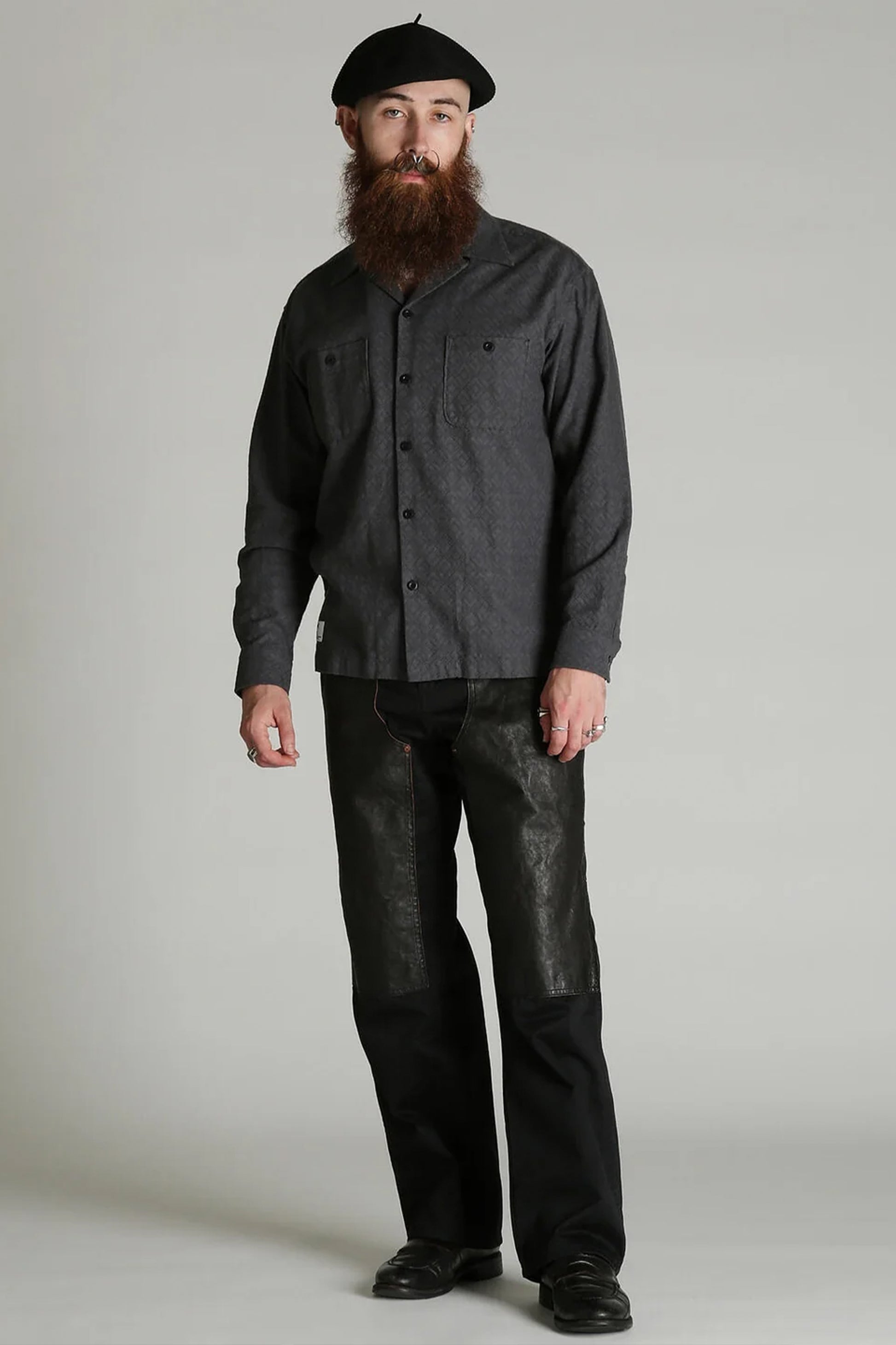 LEATHER COMB. DOUBLE KNEE PANTS