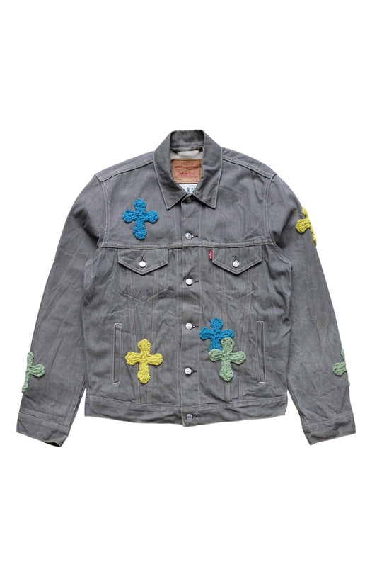 3D cross knit Denim Jacket
