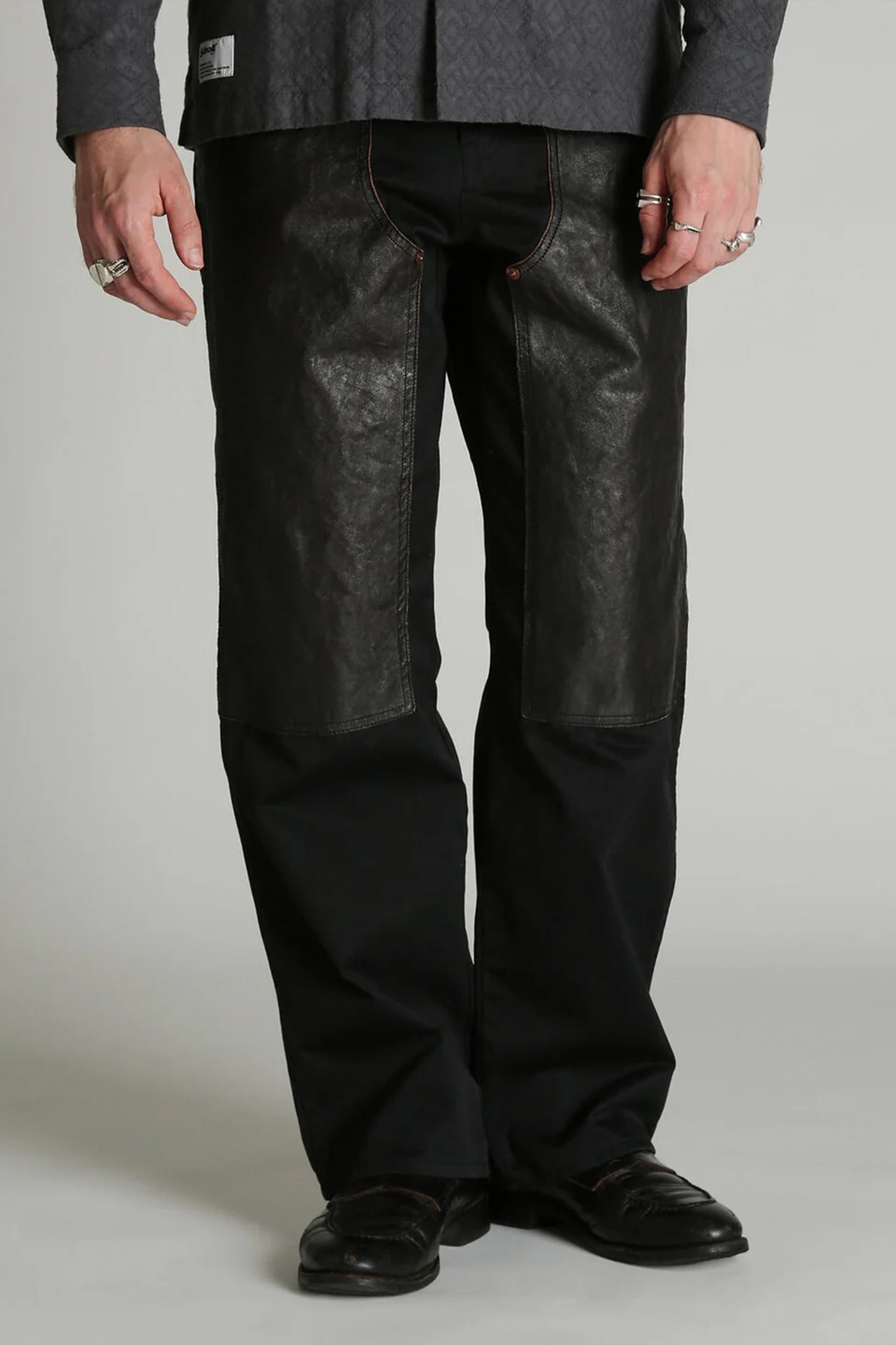 LEATHER COMB. DOUBLE KNEE PANTS