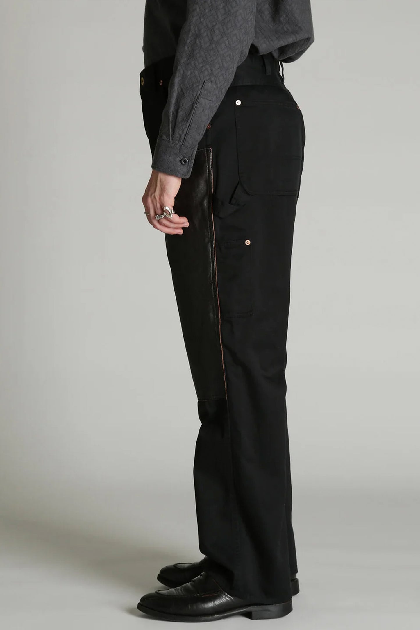 LEATHER COMB. DOUBLE KNEE PANTS