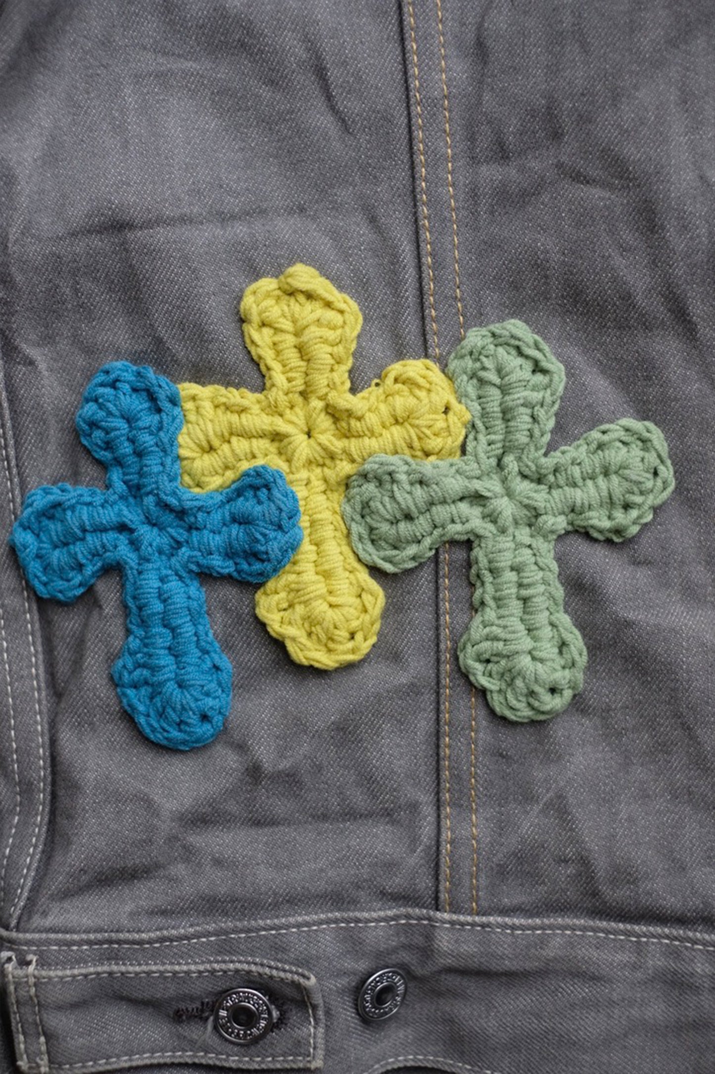 3D cross knit Denim Jacket