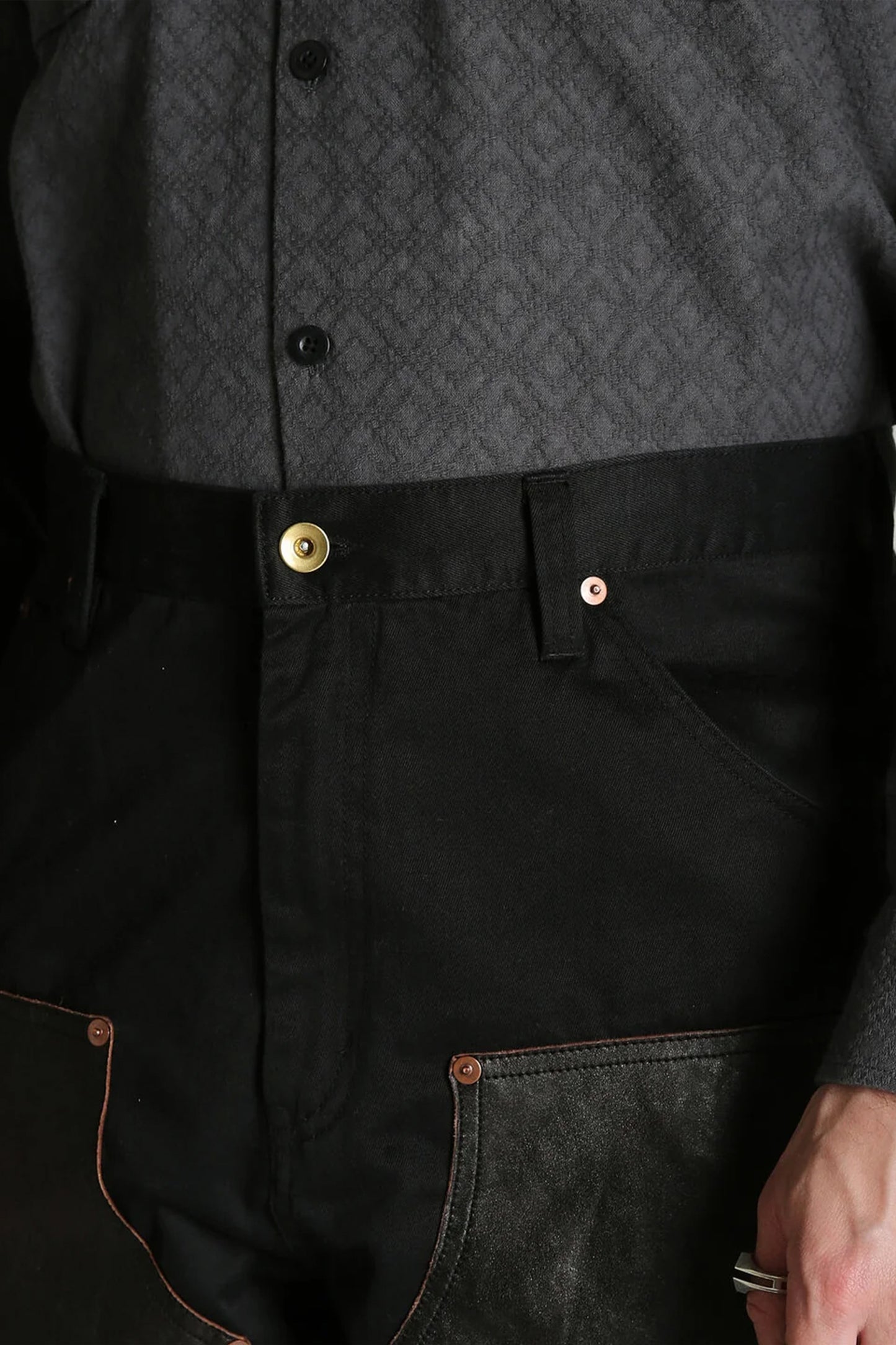 LEATHER COMB. DOUBLE KNEE PANTS